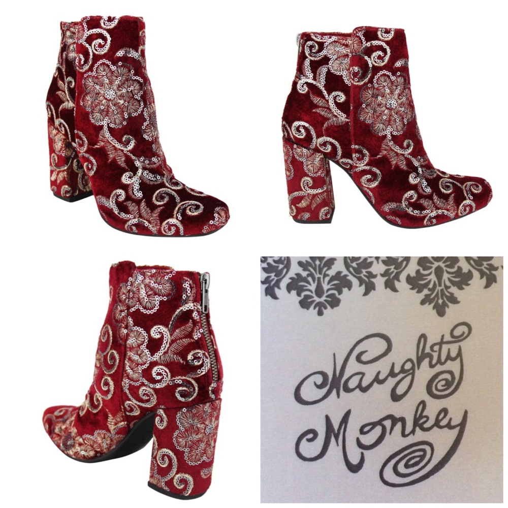 🍃💕NIB Naughty Monkey Sequin Velvet Bootie - Picture 8 of 8